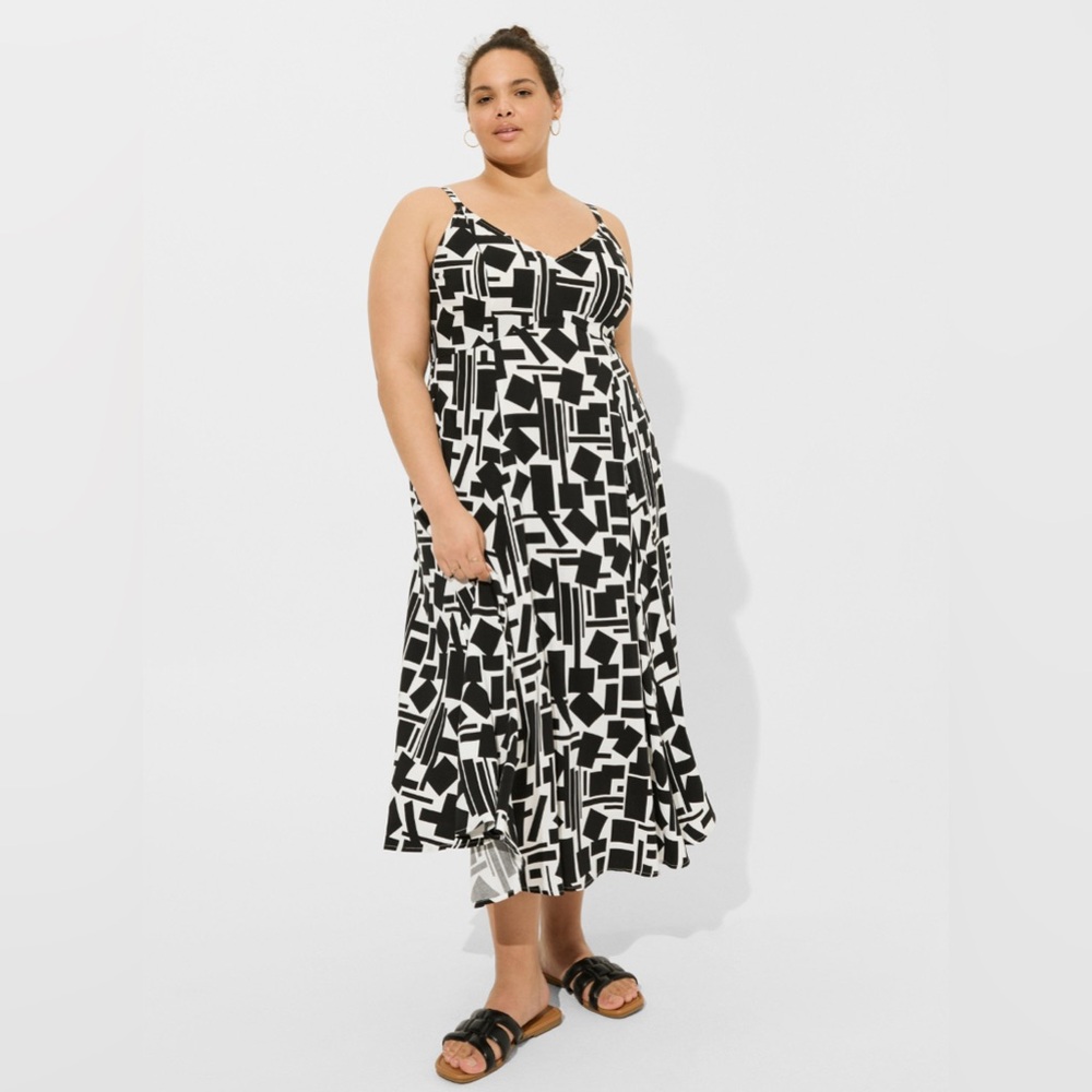 Torrid Tea Length Stretch Challis Trapeze Dress